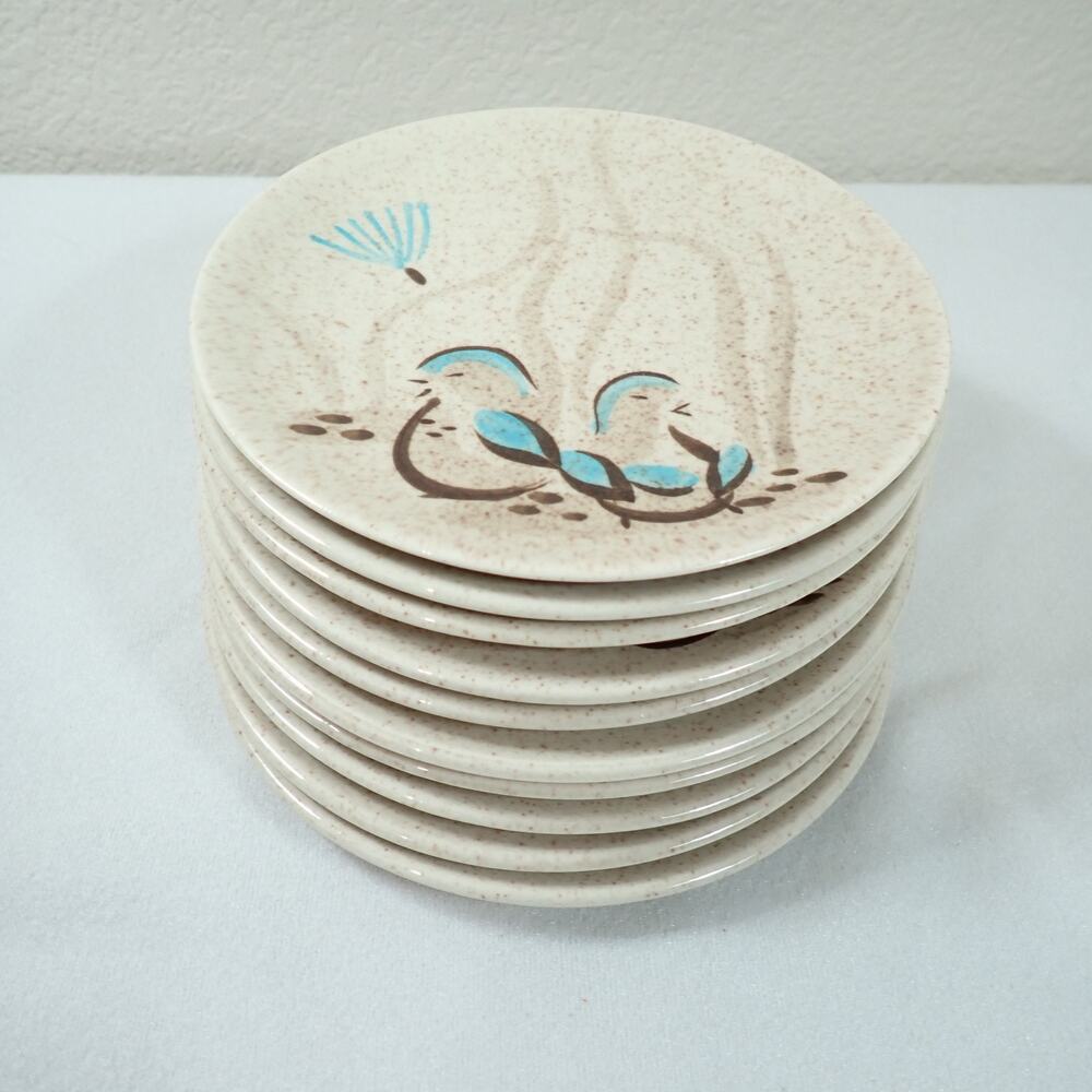 Red Wing Bob White Quail Bread Butter Plates 6.5" Lot of 10 MCM USA